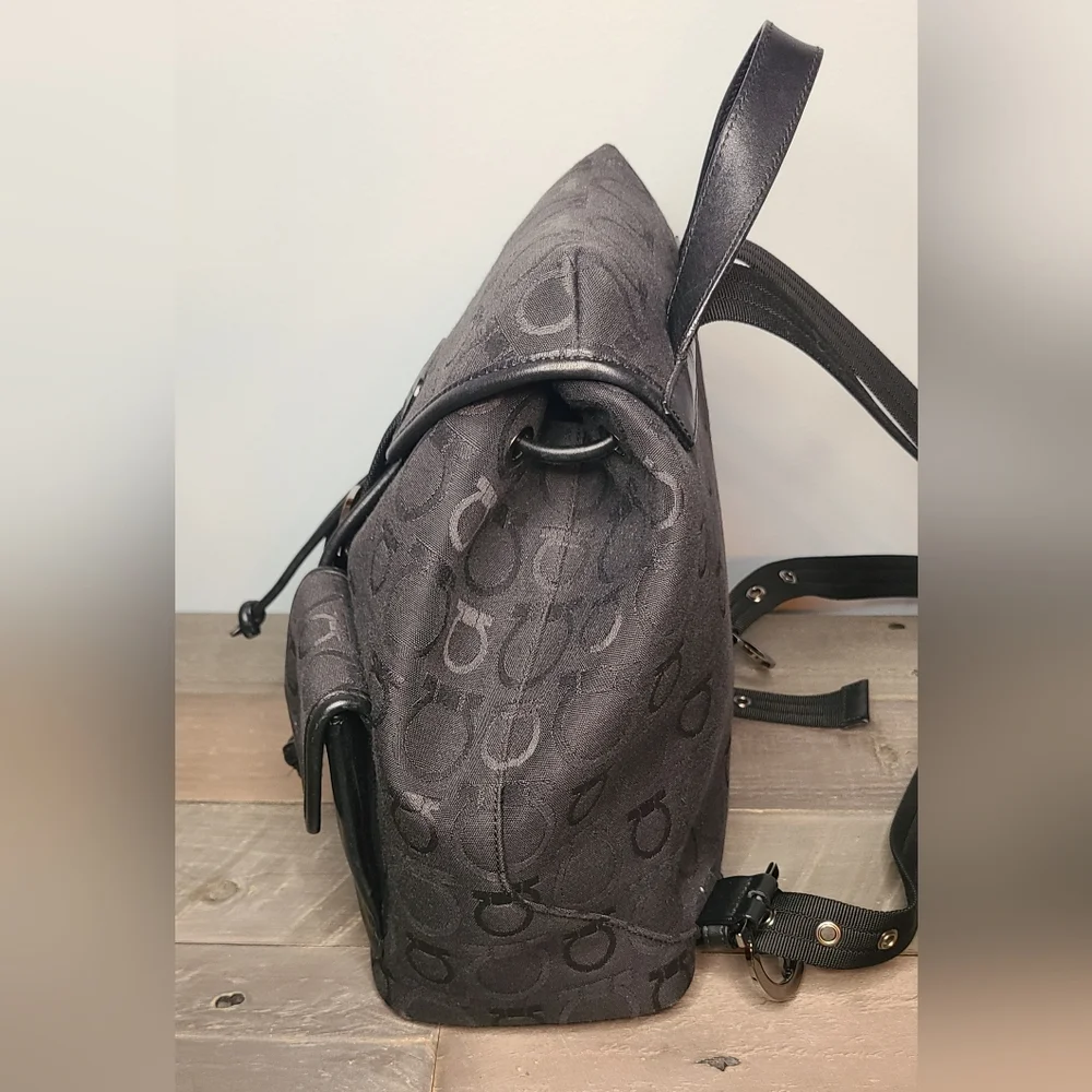 Salvatore Ferragamo Gancini Black Backpack‎